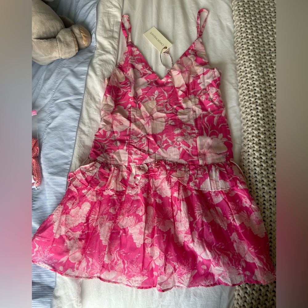 NWT Love shack fancy Fabienne dress holiday sun fuschia